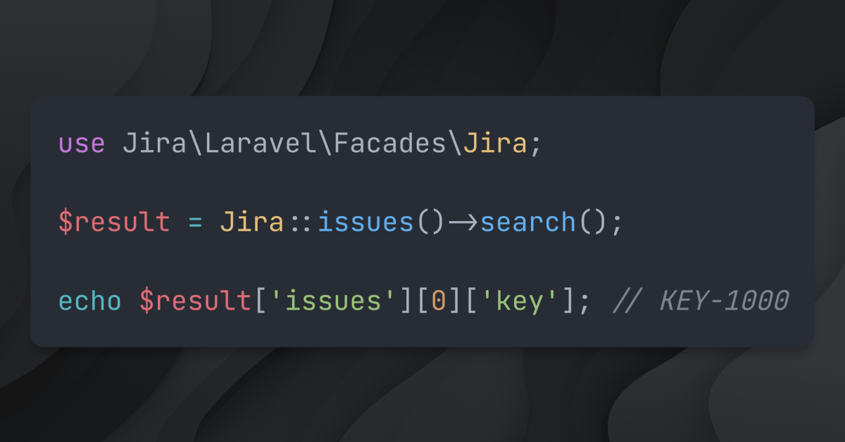 Code example for Laravel Integration for Jira PHP
