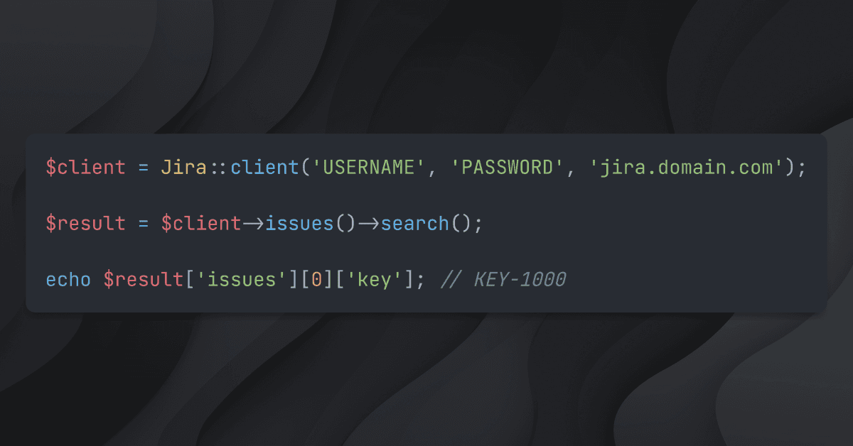 Code example for Jira PHP